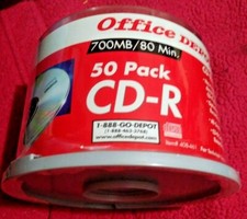 OFFICE DEPOT NEW CD R 700MB 8O MIN 1-12X 50PK SPINDLE