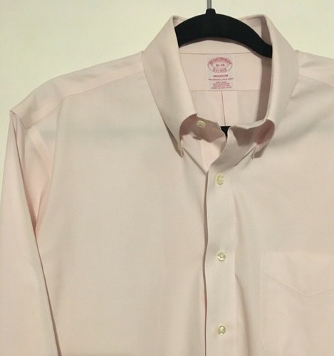 Brooks Brothers Madison no Hierro Para Hombre Camisa De Vestir Talla 16-34  rosa claro | eBay