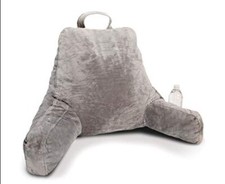 Bed Rest Reading Pillow with Arms - Premium Memory Foam Pillow - Gray