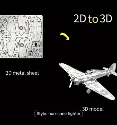   Hawker Hurricane WWII Fighter Plane 3D Metal Self Assembly DIY Model Kit