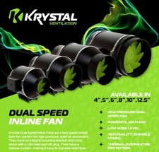 KRYSTAL Twin Speed Inline Fan Dual Speed Extractor Fan 5" 6" 8"