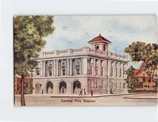 Postcard Central Fire Station Kalamazoo Michigan USA