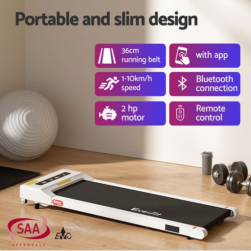 Everfit Treadmill Electric Walking Pad Under Desk Home Gym Fitness 360mm White - Picture 5 of 8