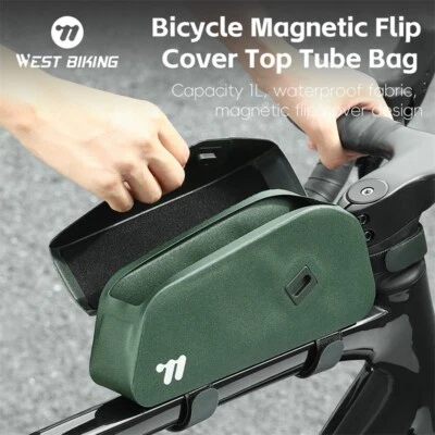 WEST BIKING Wasserdicht Fahrrad Tasche Rahmentasche Bolzen Magnetischer Grün - Bild 1 von 4
