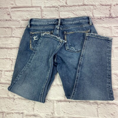 Silver Jeans Elyse Slim Crop Jeans Womens 25 Raw Hem Stretch Ankle Denim