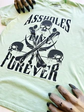Assholes*s Live Forever Mint Green T SHIRT Mens Medium- Skull And Bones Tee