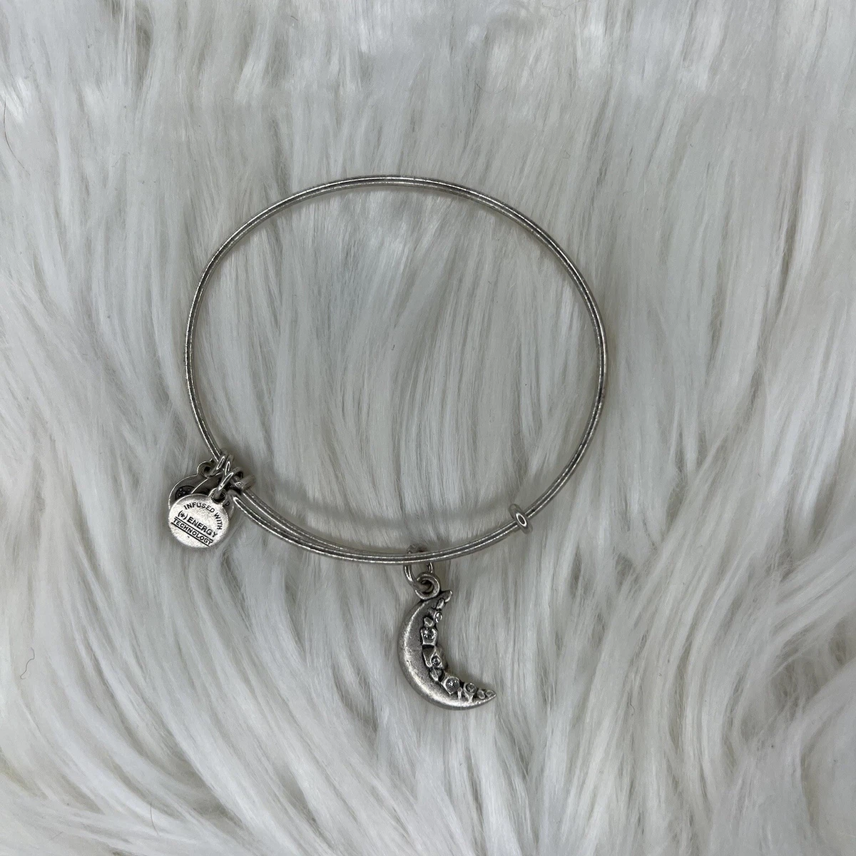 Alex and Ani Rafaelian Silver Crescent Moon Crystal Crusted Charm