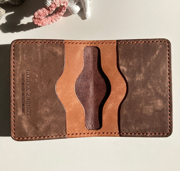 GeldböRse Braun Geldbeutel Wallet Portmonee Echt Leder Handgemacht Portemonnaie-image