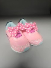 Disney Junior Girls Shoes 7 Minnie Mouse Sneakers Strap Bow Sparkles Pink