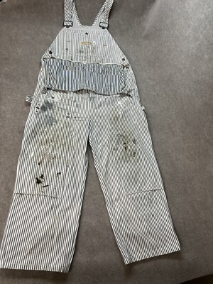 Vtg Big Mac Stripe Bib Overalls Dbl Knee Carpenter Apron DISTRESSED Grunge Baggy