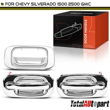 3x Chrome Exterior Door Handle for Chevy Silverado 1500 2500 GMC Front &Tailgate