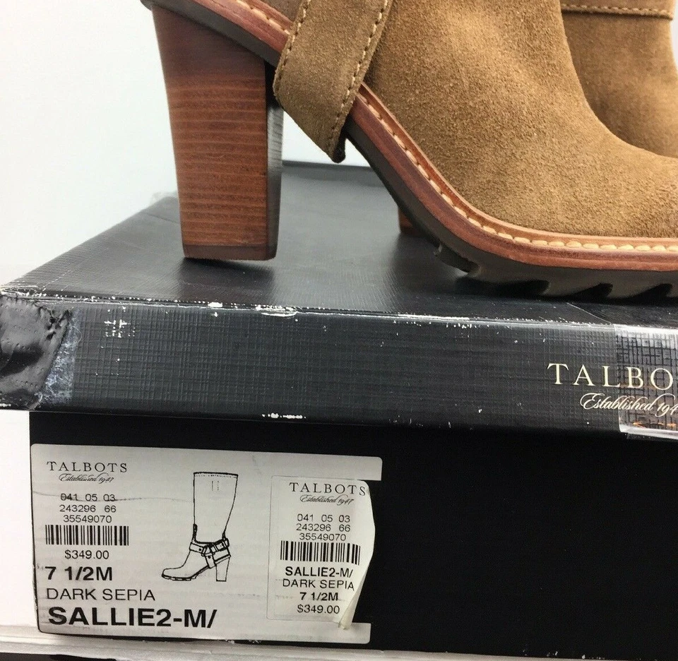 Talbots Sallie 2 Boots Women's 7.5 B (M) Sepia Brown Leather Equestrian Buckle - Image 4 of 4