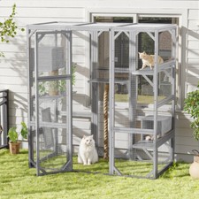 Outdoor Cat House, DIY Cat Enclosure, Cat Catio with Double Enter Doors