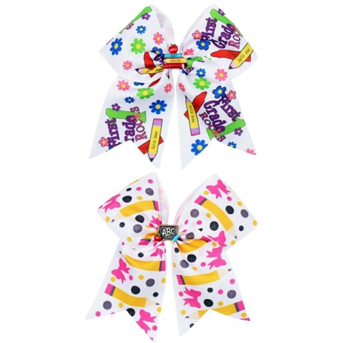 2Pcs Back to School Hair Bow Clips Large Hair Bows with Pencil Blackboard Des...
