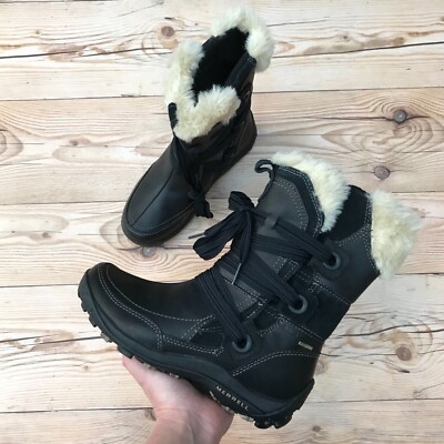 靴 MERRELL LEATHER BOOTS Merrell Nikita Women's Size 5 Waterproof Black Leather Winter