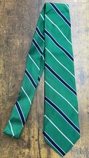 Brooks Brothers Green Tie With Navy  White Stripes 100 Silk Men's Necktie 57"