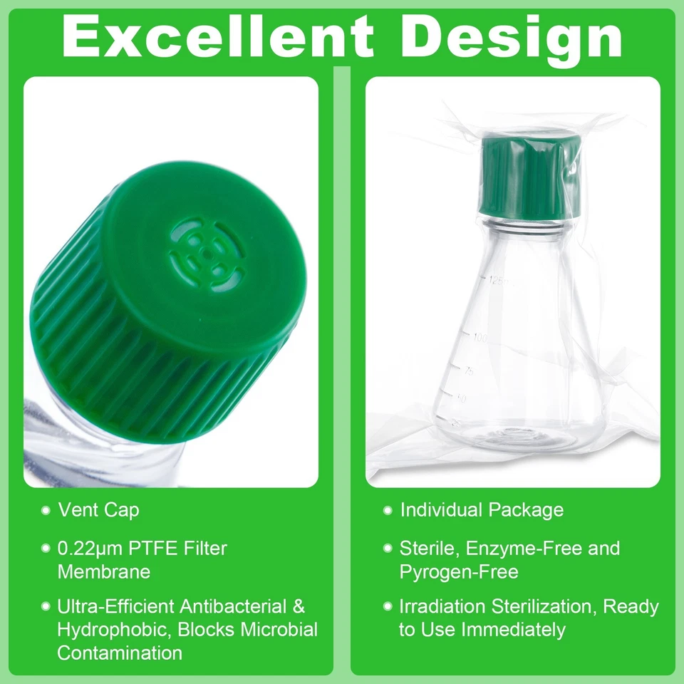 Biologix® 125mL Erlenmeyer Shake Flask,  Vent/Sealed Cap, 1 Pc/Bag, 24 Bags/Case - Image 4 of 4