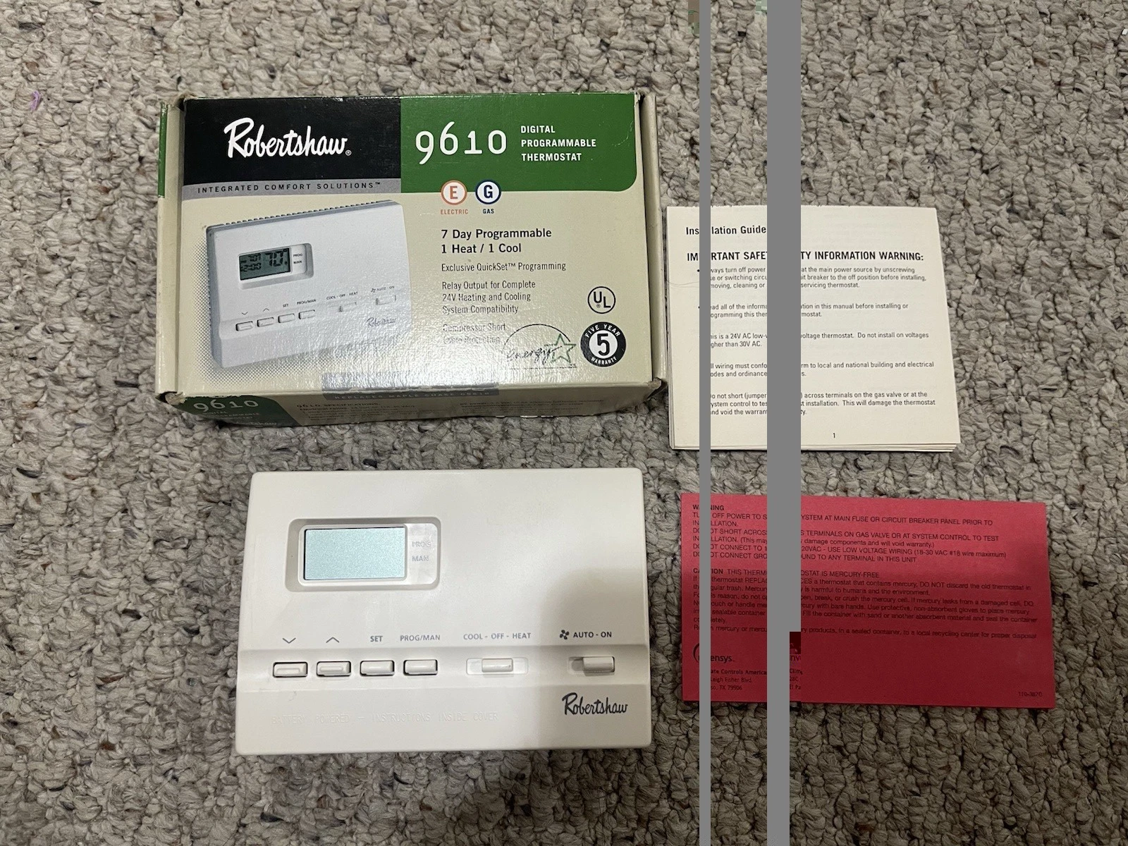 NEW Robertshaw 9610 Digital Programmable Thermostat Heating 7 Day AC NOS