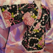 Hello Kitty Top Shorts Outfit Size Small Black Lace Rose Halloween Gyaru Cosplay