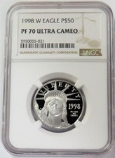 1998 W PLATINUM $50 AMERICAN EAGLE 1/2oz STATUE OF LIBERTY NGC PF 70 UC 4400.00 per troy oz