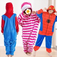 New Kids Unisex Cheshire Cat Flannel Kigurumi Pajamas Cosplay Costume Sleepwear