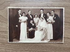 Vintage Studio Photographic Romanian Postcard Family Wedding Portrait