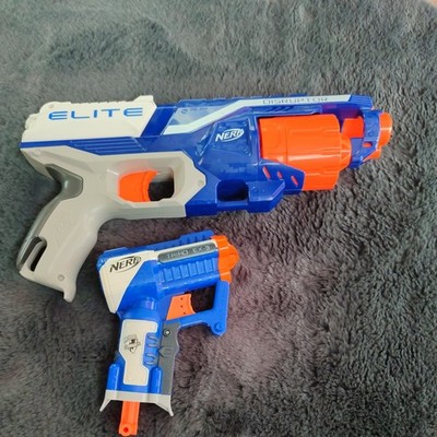 2x NERF Elite Disruptor Dart-Blaster blau/grau/weiß/orange mit Trommel