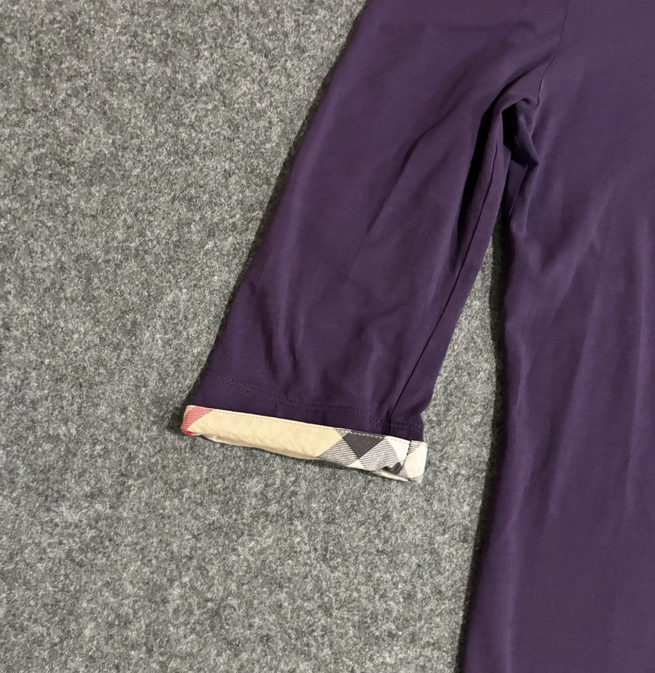 Top Burberry Brit para mujer manga 3/4 mediana ribete a cuadros púrpura Foto 4 de 4