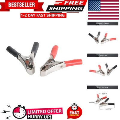 Set of 2 Heavy-Duty 10A Insulated Alligator Clips for Safe Electrical Testing