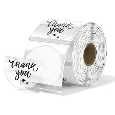 2" Round Transparent Thermal Label Stickers, Self-Adhesive Circle Clear Direc...