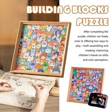 Wooden Kitten JigsawPuzzles12 Colors Cat Puzzles withColoring Marker For S4C6