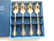 Oneidacraft deluxe stainless chateau 4 fruit/orange/grapefruit spoons NOS in box