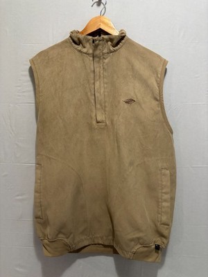 Zero Restriction Quarter-Zip Vest Mens Beige Logo Sleeveless Pockets Medium