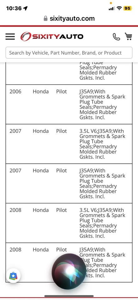 Juego de juntas de cubierta de válvula de motor Fel-Pro para Honda Pilot 2005-2008 3,5 L V6 Foto 3 de 4