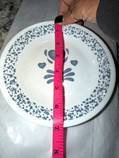 Corelle White/Blue Heart Pattern 8 in Plate Microwave Safe Made in USA