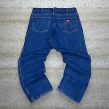 Vintage 90s Dickies Jeans 36x30 Relaxed Fit Medium Wash Work Wear Red Label