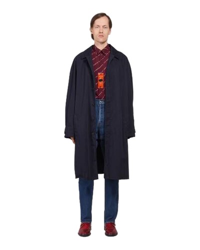 Balenciaga cappotto al ginocchio in cotone navy uomo blu taglia 44 - Foto 6 di 6