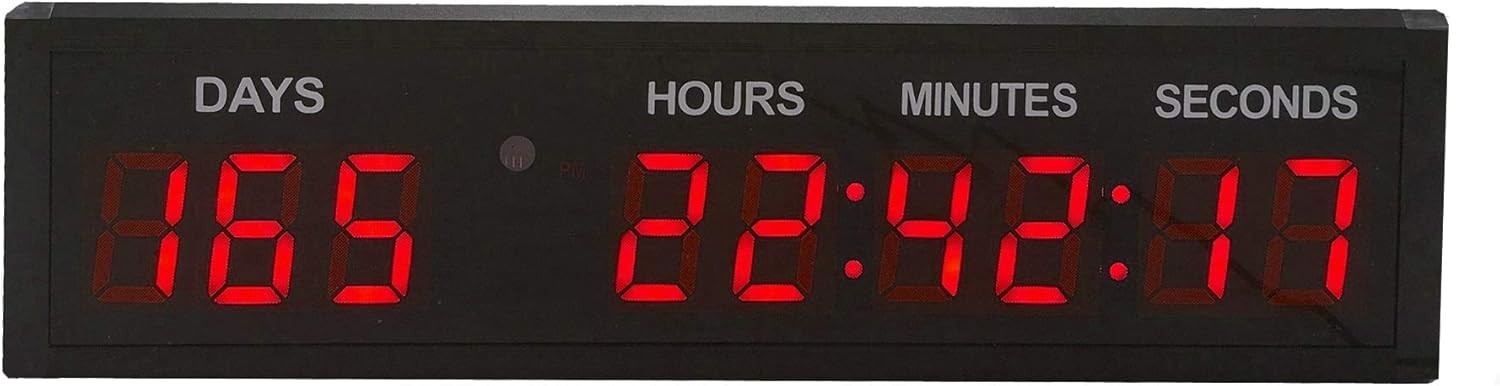 LED Countdown Clock Safety Event Timer, Remote and Buttons for 1.8'' 9 Digits