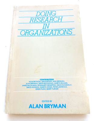 Doing Research in Organizations, Alan Bryman. 1988 (Original Cover)