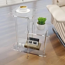 Acrylic Side Table Small Decorative End Table for Bathroom Bedroom Entryway