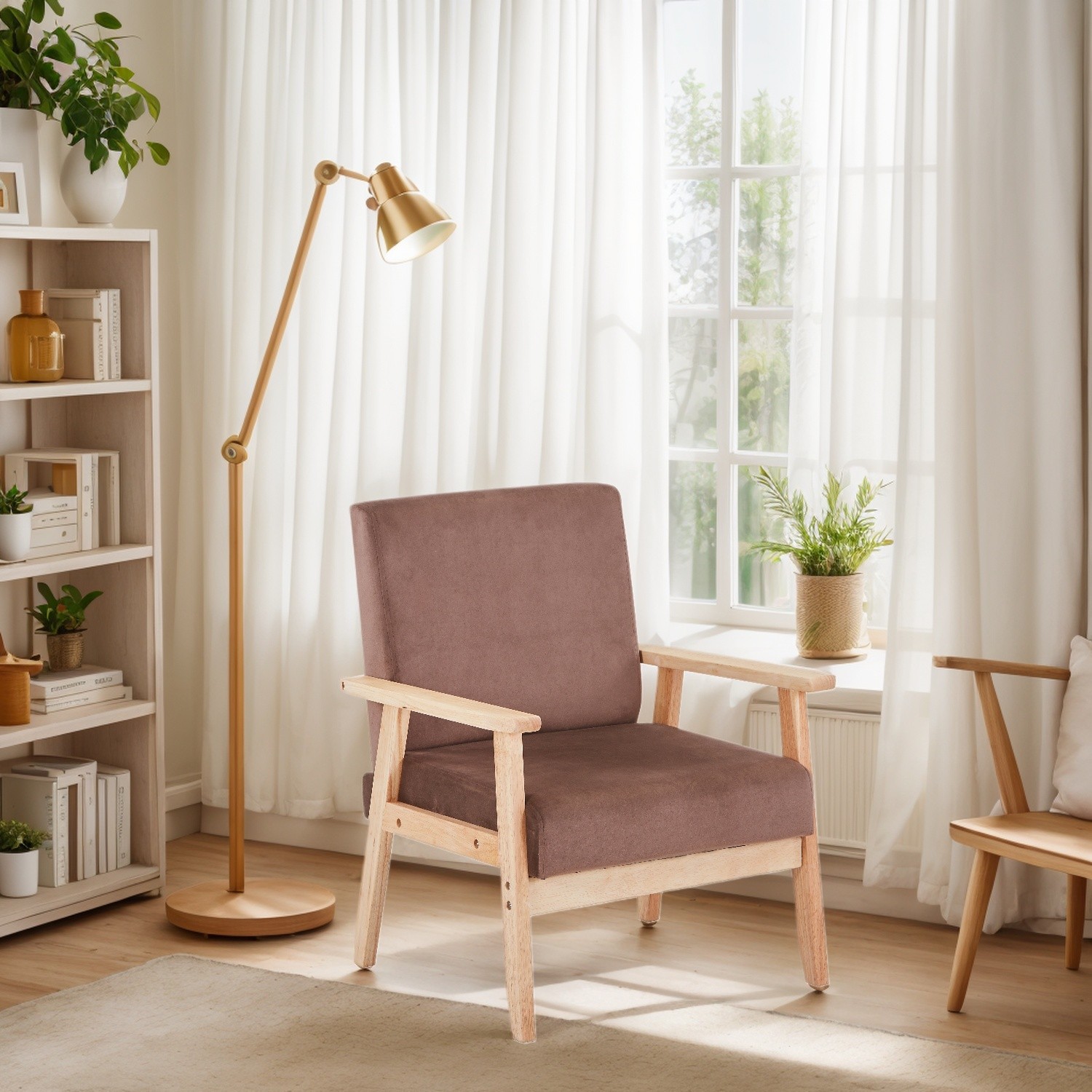 Velvet Accent Chair Relaxing Armchair With Solid Wood Frame For Living Ro