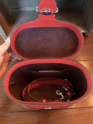 Never Used Coach Georgie Gem Crossbody W/Strap&Top Handle Pebbled Leather Poppy - Picture 10 of 15