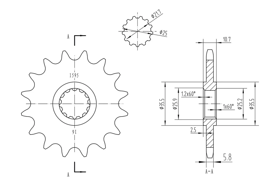 For Yamaha FZ6R 2009-2016 BikeMaster 965580 520 Series Front Sprocket Foto 2 de 2