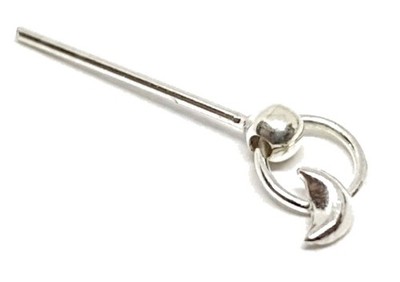 Moon Nose Stud Moon Ring Crescent 22g (0.6mm) 925 Silver Straight L Bendable