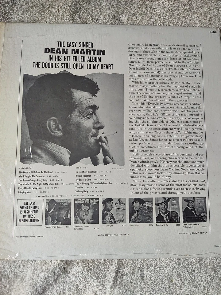 Dean Martin the Door Is Still Open to My Heart Reprise LP R-6140 Vinyl 1964 - Image 2 of 4