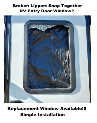 Lippert Entry Entrance Door Window Replacement Black w/ Obscure Glass