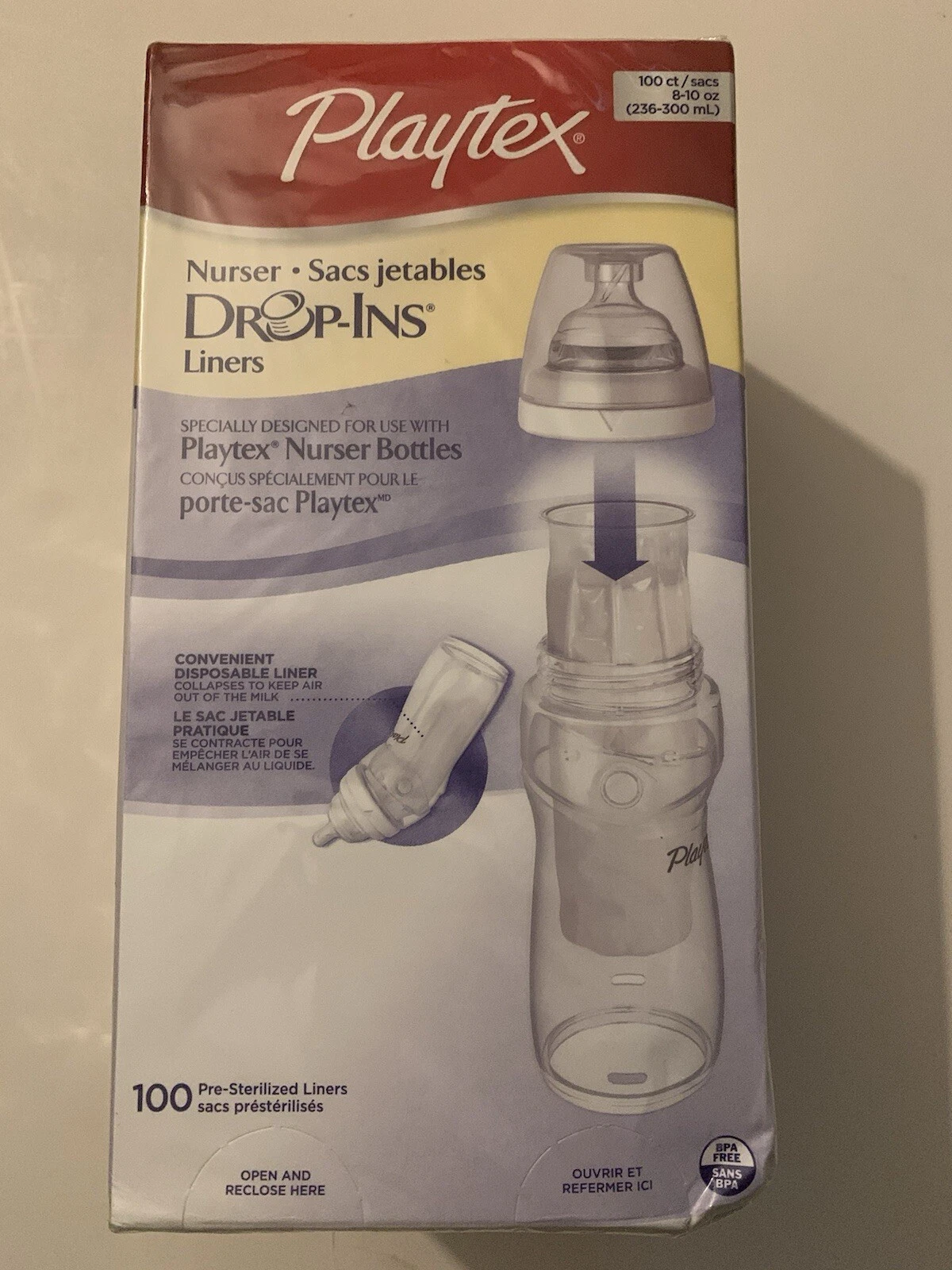 Playtex Baby Nurser Pre-Sterilized Disposable Bottle Liners 8 - 10 oz 100-Count