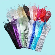  Shirred Satin Fingerless Gloves with Beaded Aplique (G189)