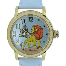 Disney Simba Round Shape with Leather Band Skeleton Automatic Wrist Watch