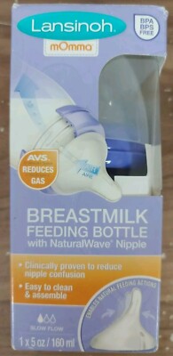 Lansinoh Breastmilk Feeding Bottle 5 Oz NaturalWave Nipple New Slow Flow